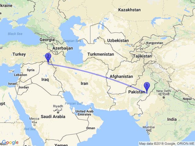 iraq india distance